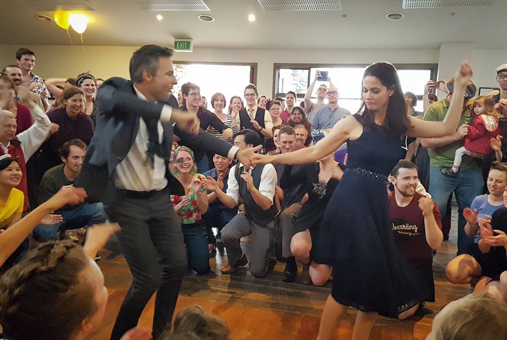 HettyKate's tweet photo. Pictures from my last gig in Australia - a guest of Adrian Cunningham’s band “Professor Cunningham and his Old School” for Canberräng. Absolutely loved it as you can tell. He’s touring Australia right now so keep your eye out for him #Australianjazz #lindyhop #canberrang https://t.co/BIeSWfTStD