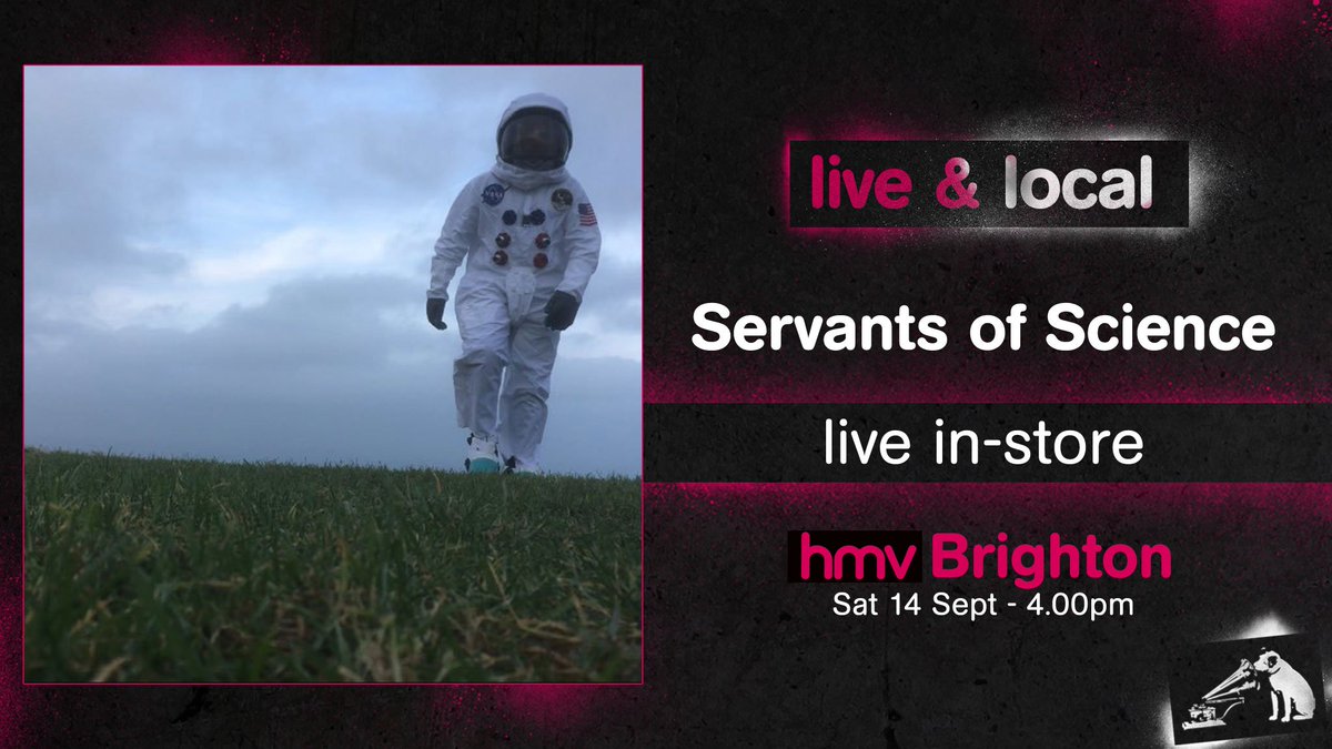 hmvBrighton's tweet photo. 🎶Coming soon to #hmvBrighton....@ServantsScience will be performing in-store live on Saturday 14th of September! 🎶 

🙋‍♀️Come &amp; support the local music community! 🥰

#localmusic #brightonmusic #hmv #liveandlocal https://t.co/DKytyO7LMW