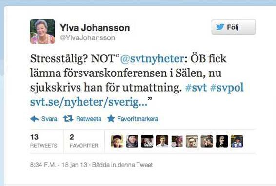 OAJonsson's tweet photo. Jag vet väldigt lite om Ylva Johansson, men jag har svårt att respektera henne som fann det lämpligt att håna ÖB för att han blev utbränd. För landets bästa till råga på allt. https://t.co/myAYawnJAB