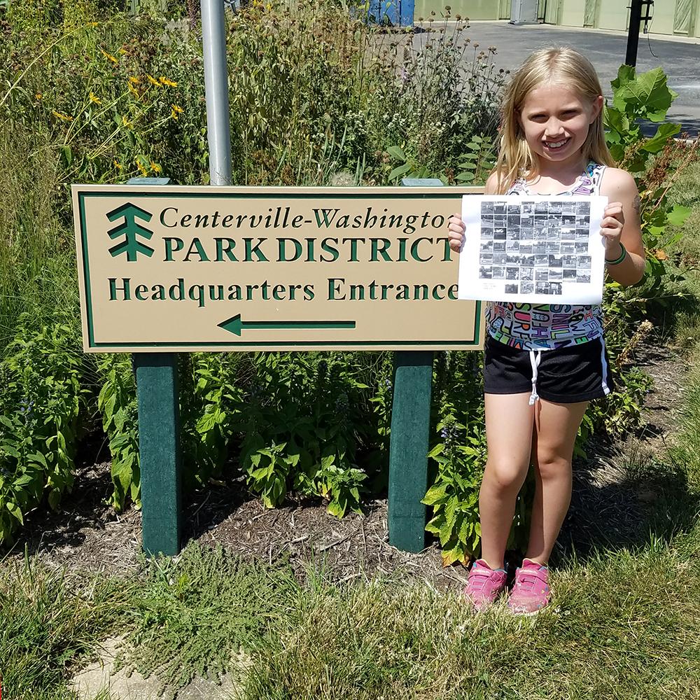 CentWashParks's tweet photo. Elaina Osterday definitely had a CWPD summer! She visited 50 CWPD parks in 40 days! Wow! She brought in a photo collage to show us her adventures. ❤️️ We hope you have a great school year, Elaina! #itsaCWPDsummer https://t.co/bbc1dnbmzP