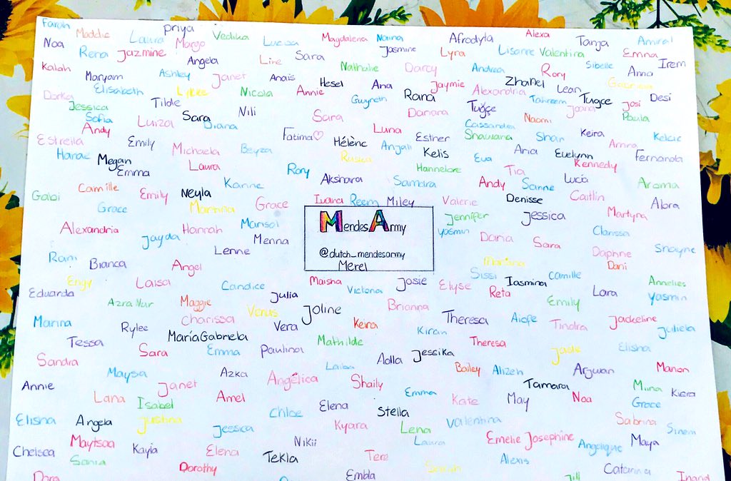 MendesarmyDutch's tweet image. Happy birthday @ShawnMendes !!! Love you so much!! I made this fan project with 241 names of people who are in the mendesarmy, I worked a couple of weeks on this and I’m very happy with the result!! I hope you’re having a great day!  I want to thank you for everything!!
