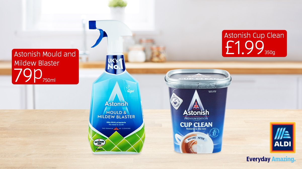 AldiUK's tweet photo. 'Astonishing' results at astonishing prices 😉. Which day of the week do you clean your home? In store now. #CleanWithAldi https://t.co/fIHcwWhO9Q