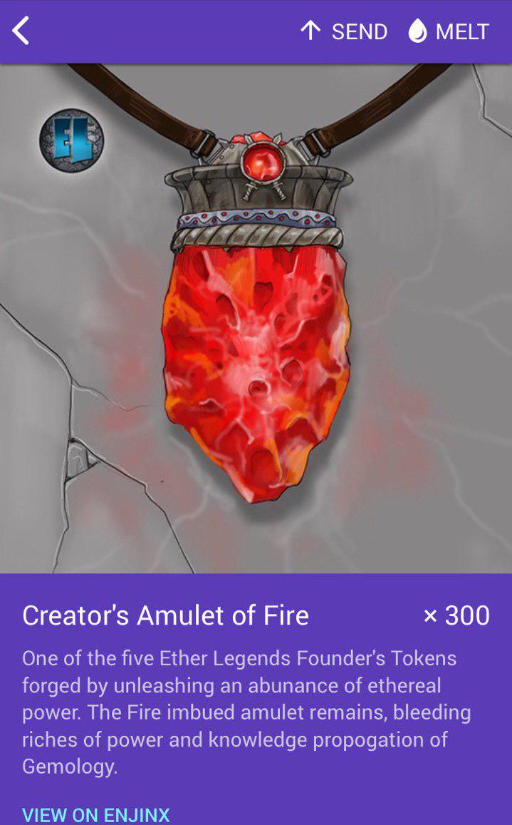 EtherLegends's tweet photo. 2 of the 5 Ether Legends (MFT) Creator’s Amulets on sale now!

First up and nearly half nabbed already is the Creator’s Amulet of Fire 🔥 and Amulet of Elementeum

Available for a limited time! #FOMO 
https://t.co/dPOmvnNSse

@thebeatminer @SilicaNexus @enjin @EnjinMvB @MarkLudy https://t.co/jRCbGHWWFD
