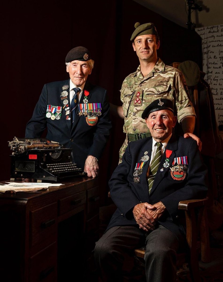 ArmyinScotland's tweet image. This year's @ArmyatTheFringe features an emotionally charged play, #BombHappy, charting the stories of 5 young soldiers from #DDay to #VEDay. Veterans Ken Cooke, 93 &amp;amp; Ken Smith are pictured at the venue with Brigadier Robin Lindsay. Info &amp;amp; tickets at armyatthefringe.org