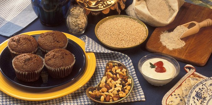 variety of grain and nut foods