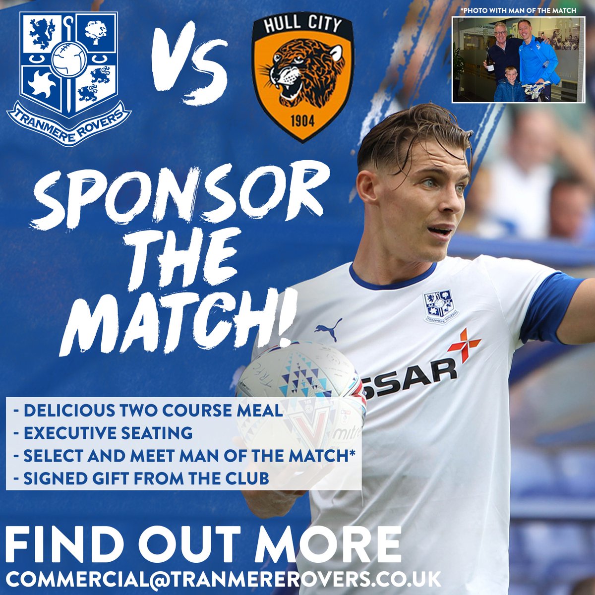 TranmereRovers's tweet photo. 💁‍♂️ You all want a new signing...

🤷‍♂️ We need a match sponsor for our game against Hull...

Get this to 100 retweets by 5pm and we'll announce one! (A signing, not a match sponsor)

#TRFC #SWA #DeadlineDay https://t.co/t97jt7jihU