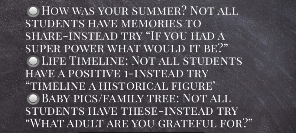 LizBarajas007's tweet photo. Here are some great tips on creating a trauma sensitive classroom when the school year begins. 

As you plan your “All about me” activities to get to know your kids keep these important factors in mind 🙌.

#Compassion #Resilience #BCSDSEL #teambcsd #Trauma https://t.co/tPLsA2BftY