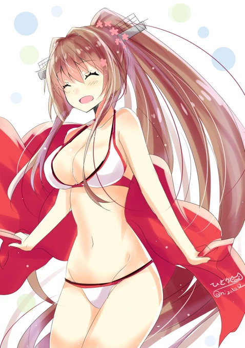 「提督も早く泳ぎましょう」水着の大和
#艦これ版深夜の真剣お絵描き60分一本勝負
#艦これ版真剣お絵描き60分一本勝負_20190808 