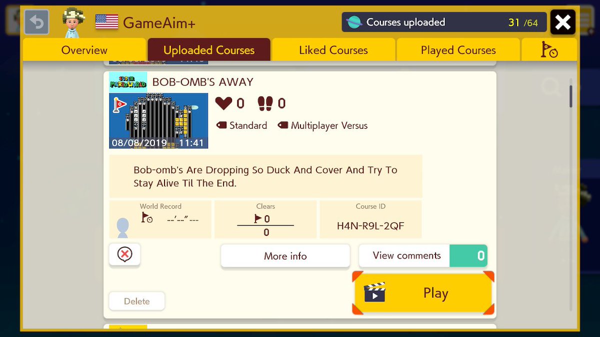 GameAimPlus's tweet image. MY NEW LEVEL #SuperMarioMaker2 #NintendoSwitch