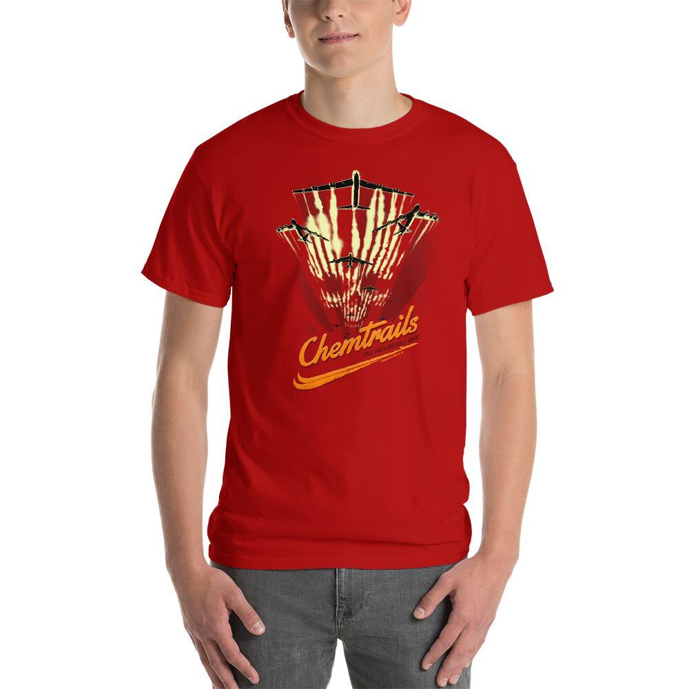 weartherags's tweet photo. The chemtrail conspiracy theory is based on a belief that there is a secretly organised spraying of the population with mysterious substances left in the sky by high-flying aircraft.
#chemtrails #tshirt https://t.co/vuXZF5Yn67