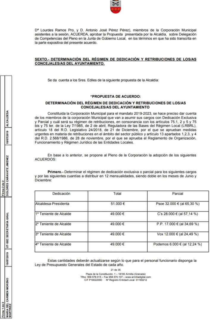 upd_ar's tweet photo. Retribuciones cargos políticos #Armilla https://t.co/0V5X7PB0oK