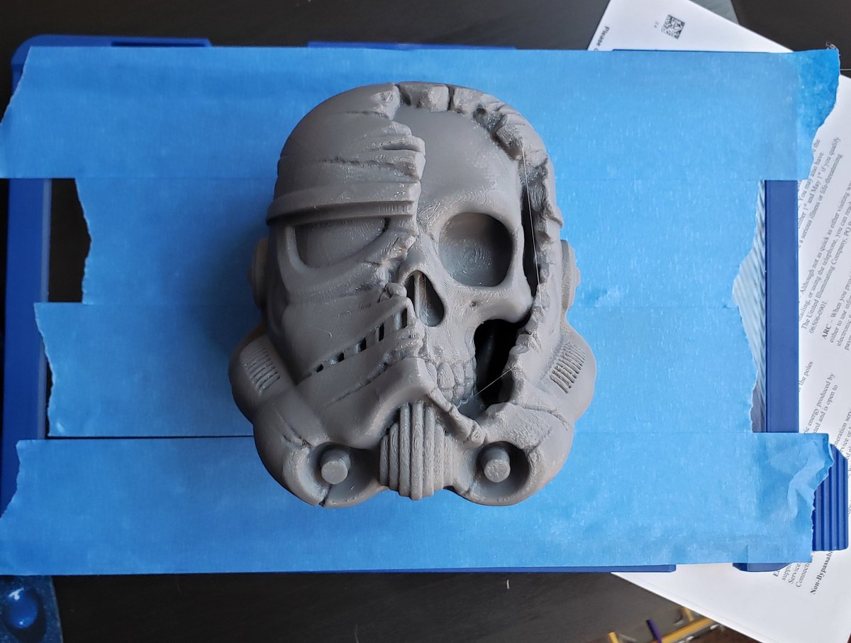 ThdLucasT's tweet photo. After 17hrs the Death trooper helmet turned out great! Got a little bit of clean up to do on the back side and some light sanding all over. Really pleased with it #StarWars #StormTrooper #3Dprinting #Dremel #3d45 https://t.co/gUHI0uLiiK
