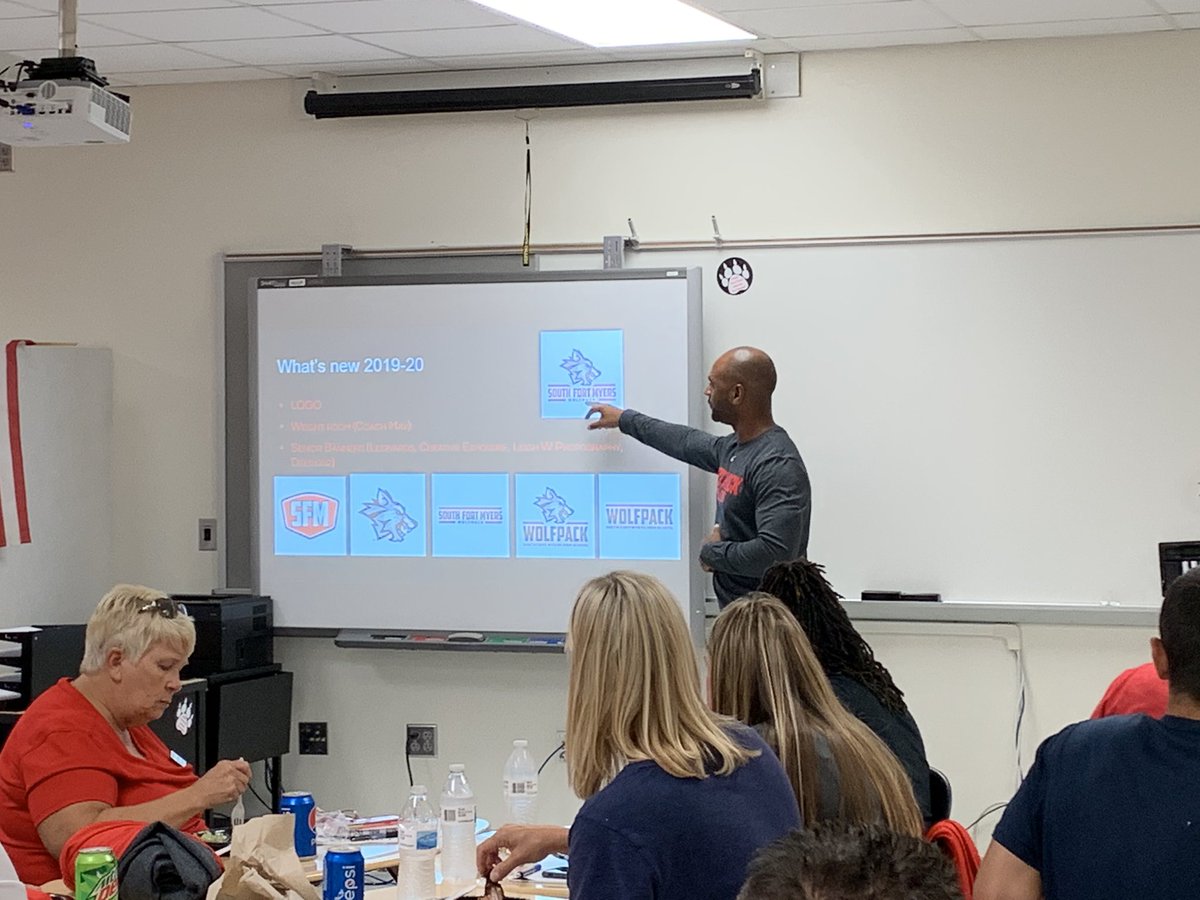 SouthFMHS's tweet photo. Meeting of the minds! COACHES MEETING 2019-2020. School spirit is at the forefront. Take pride in who we are and what we stand for. @SFMHSWolfpack #studentssupportstudents https://t.co/iFLGTuFBDl