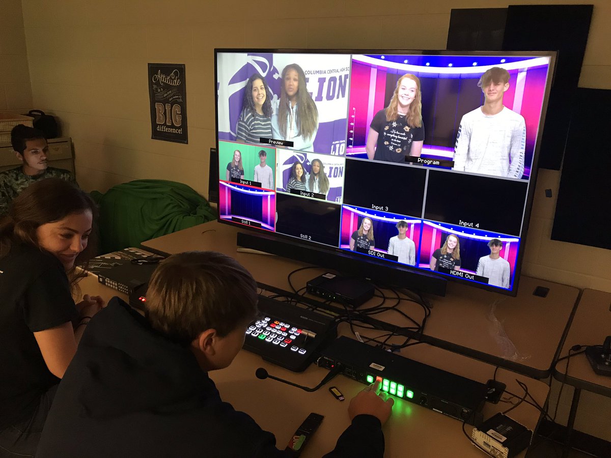 CHSPrideTV's tweet photo. We’re learning how a live TV studio works and getting ready to produce live broadcasts. Stay tuned... we’ll be streaming live right here on Twitter! @CHSLionNation @MCPSCTE #highschoolbroadcasting https://t.co/1iZ3AJKKM9