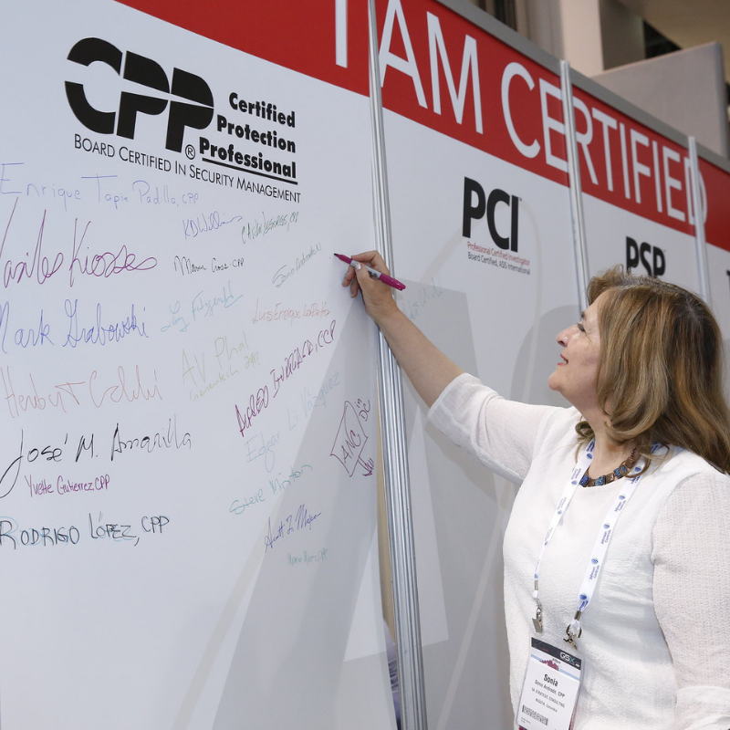 ASIS_Intl's tweet photo. #TBT to our fun #GSX #certification wall. Where do you fall? CPP, PCI, PSP, all three? Interested in the NEW APP certification? Let us know! https://t.co/MC7IyzrXkh