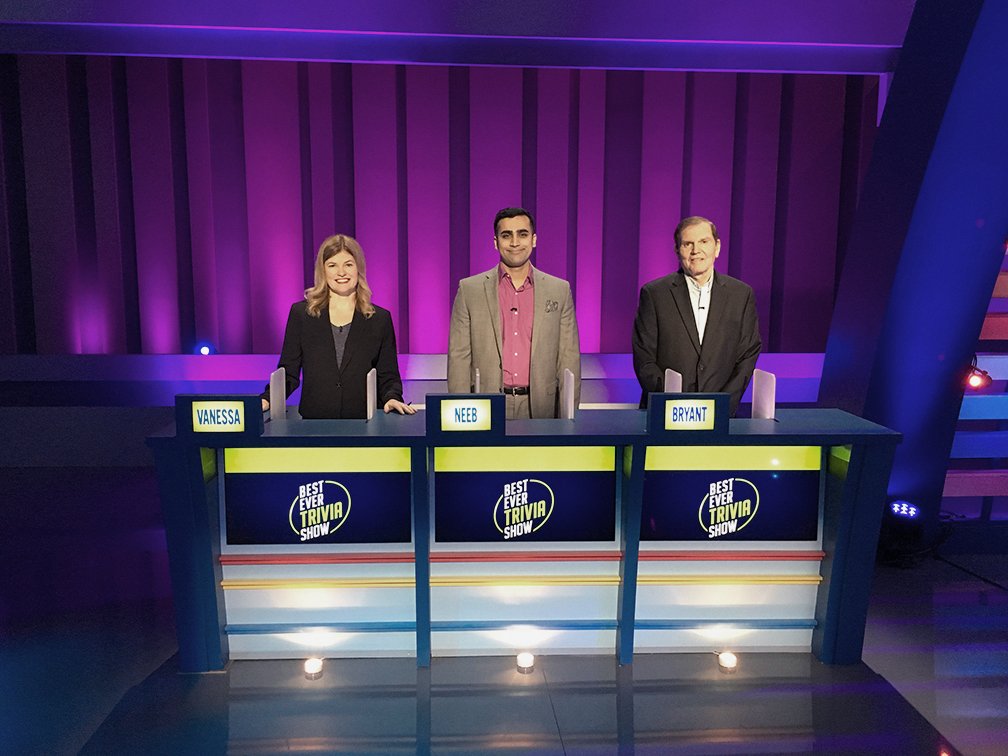 GameShowNetwork's tweet photo. See today's contestants try their luck against @KenJennings @AriannaHaut @RajDhuwalia on #BestEverTrivia today at 4p! ☘️ https://t.co/04S2jhm4K6