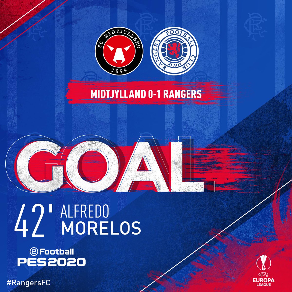 RangersFC's tweet photo. 42' GOAL! #ELBUFALO! GET IN! 

The perfect cross from @James_Tavernier. The perfect header from @morelos2106 https://t.co/InTQ9hXjPC