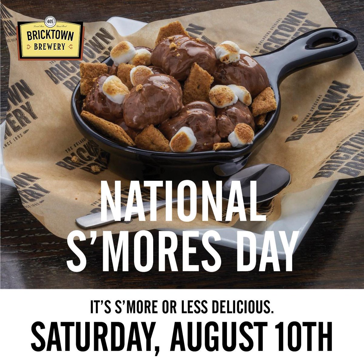 btbrewery's tweet photo. We’ve got S’Mores for you!
Celebrate with us! 🤩 #NationalSmoresDay

#SeeOKC #OKC #MyAdventureRoad #BricktownOK https://t.co/zrFUrFZyCd