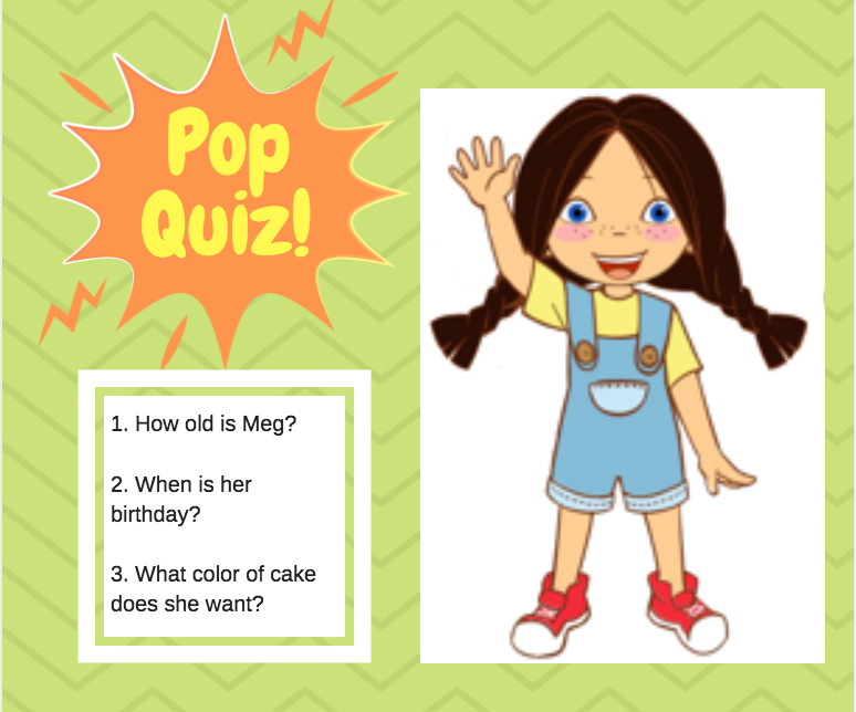 linglabglobal's tweet photo. How much do you know about VIPKid character Meg?  Retweet with the correct answers!
#thevipkidlife https://t.co/6hg25Q8LYR