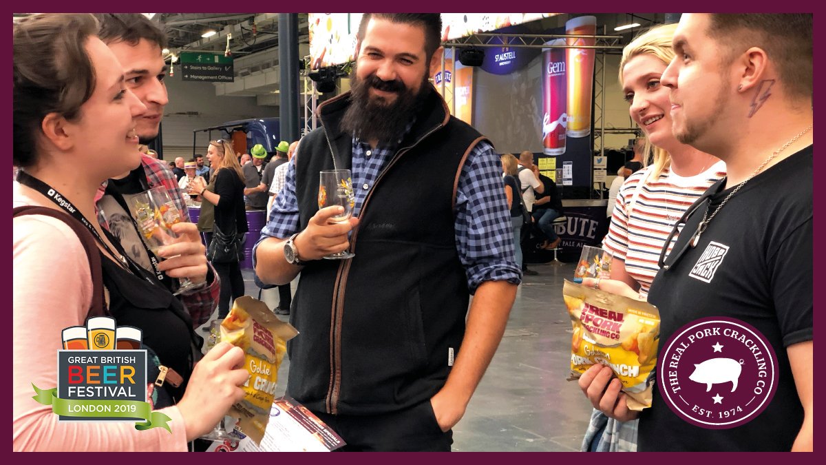 RealCrackling's tweet photo. All smiles when you’re eating Real Pork Crackling, come grab some at #GBBF! 
#gbbf2019  #gbbf19 #realpork https://t.co/Jalhuw34c7