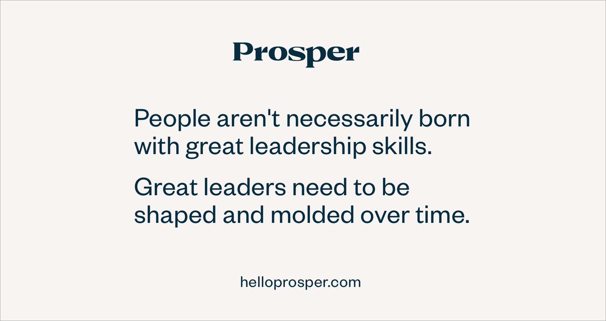 HelloProsper's tweet image. #Leadership isn’t a magical gift, but a set of skills that you can acquire and practice⠀

3 ways to become a better leader:⠀
• Develop soft-skills (active listening &amp;amp; giving feedback)⠀
• Be a mentor, not a preacher ⠀⠀
• Give trust to earn trust⠀

Share your tips with us!