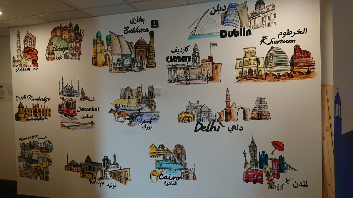 MuralsWallArtJB's tweet photo. Class names finished on the corridor wall @ZaytounaS
Classes are named after a mixture of British cities and Arabic cities. 
Cities written in English and Arabic
#muralartist #wallmurals #primaryschool #children #britishcities #arabiccities #classnames #derbyshire https://t.co/7RrsI5HC0A