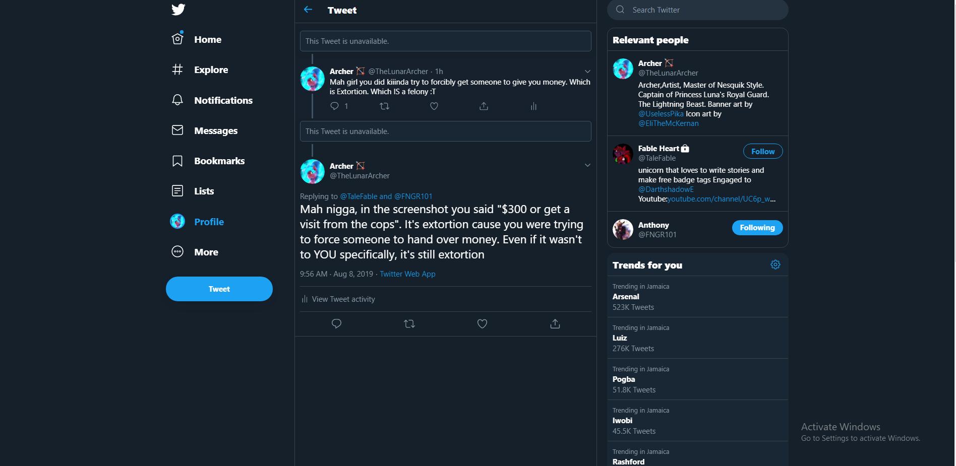 Archer On Twitter Message To Fable Blocking People Won T