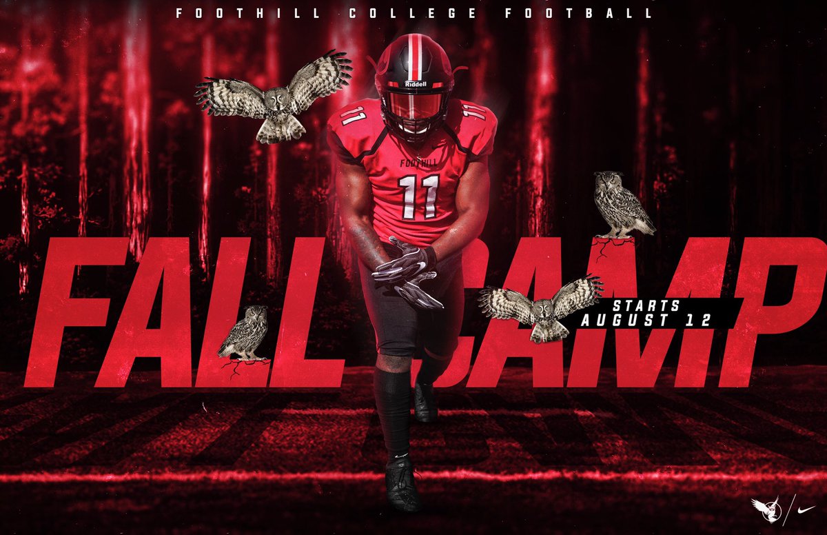 OwlFootball_'s tweet photo. Fall Camp is just a few days away! The journey begins August 12th 🦉

#OwlEra #FoothillCollege #JucoProduct #DirtyBirds https://t.co/PNYVYjZFzk