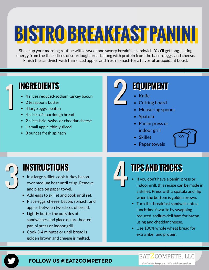 Eat2CompeteRD's tweet photo. #NationalPaniniDay 

#yesplease 

Try this Breakfast Panini for the win 🏁🏆👊🏽

✅ Protein, carbs, antioxidants all in one ➕ EASY?! What more do you need⁉️

#E2C #quickbreakfast #performance #fueling https://t.co/zCIL4GbAMz