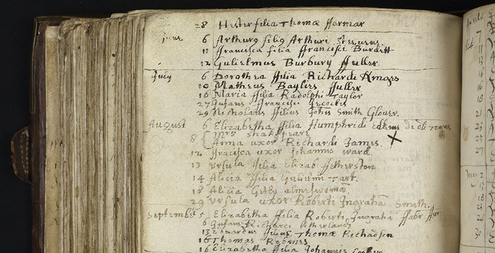 FolgerLibrary's tweet photo. Anne Hathaway was buried #OnThisDate in 1623. Take a closer look with Shakespeare Documented: https://t.co/MTr8CfDL7n. #SHXdoc https://t.co/ZA0HRB84g1