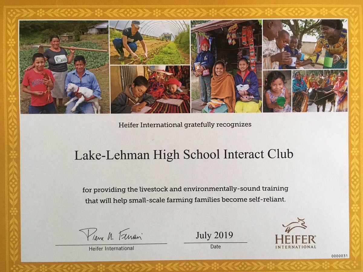 Doc_Gorski's tweet photo. Proceeds from Lake-Lehman Interact Club’s “Famine to Feast” donated to Heifer International. Continuing to go well beyond the “brick ‘n mortar” at LL. Great job and thank you to LL Interact and @Heifer! #knight_vision2 https://t.co/iGQWza1yxI
