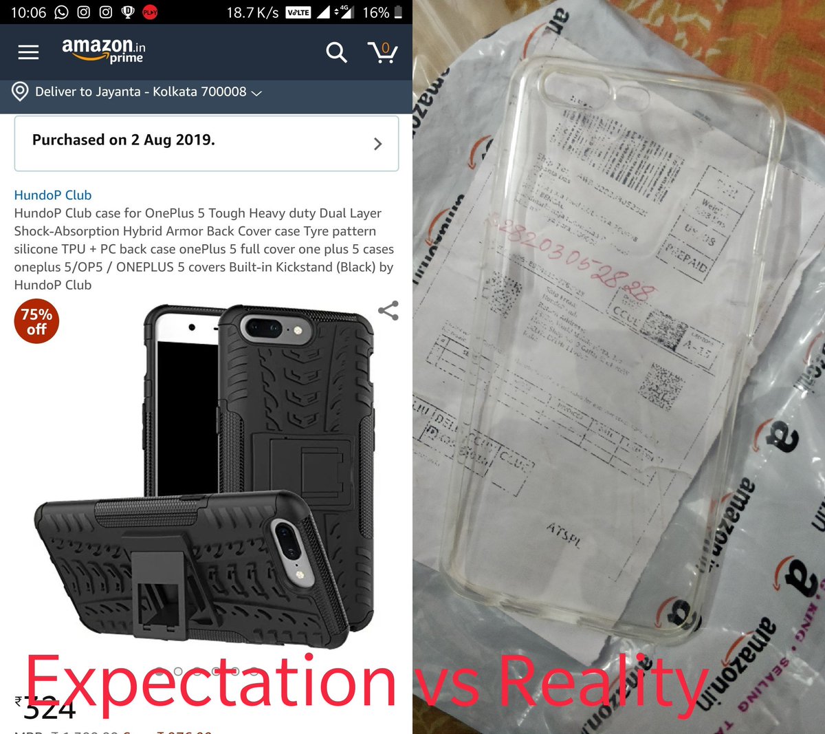 iamjd004's tweet image. @amazonIN @amazon @AmazonHelp 
Look what I ordered for and what I have received.
It almost took 8 days to deliver the product and what I'm receiving a cheap product which cost not more than Rs 50 and it costed me Rs324.
Aisa kaun karta hai bhai ??
#worstservice #cheatamazon