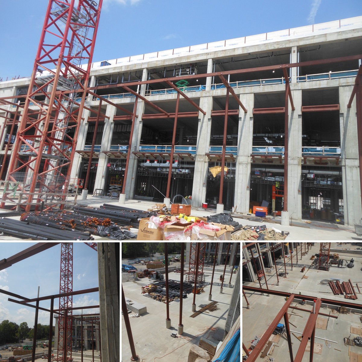 EMCNashville's tweet photo. Canopy #steel ongoing at #Tennessee State #Library and Archives. @TuckHinton #RichardBegin #structuralengineering #design #NashvilleTN #civic #allstates https://t.co/tLFfJPKVq8