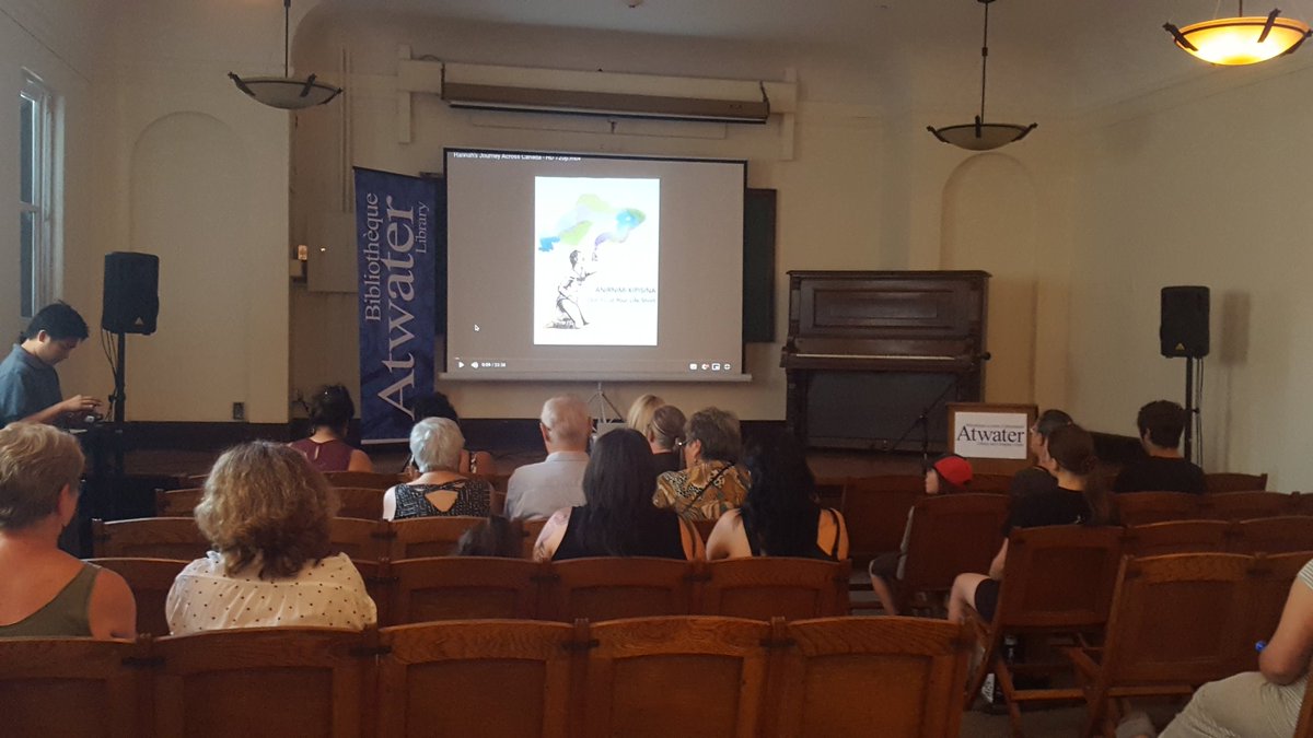 Still a few seats left <a href="/AtwaterLibrary/">Atwater Library</a> for the 1pm slideshow about Hannah's Journey. #DontCutYourLifeShort #GrandeFinale