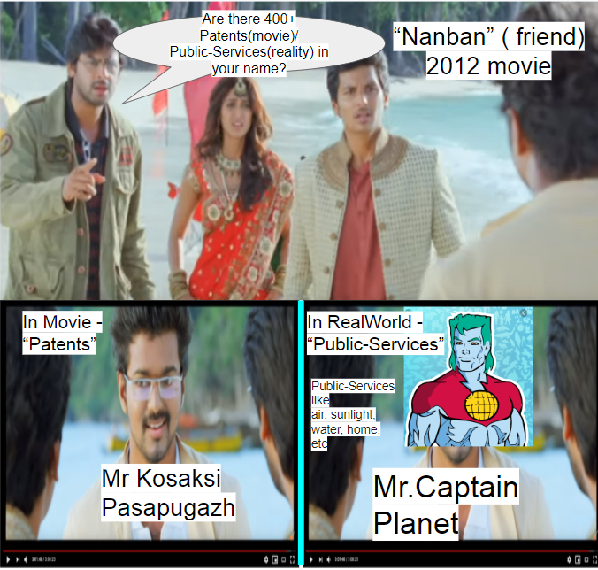 ManojFGGMUC's tweet image. Agree or not, #NatureParent is our #NumberOneFriend, becaz it has more number of #PublicServices in its name( air, sunlight, water, home, etc), than anyone in universe
-
"Are there 400+ Patents(movie)/ Public-Services(reality) in your name?"
- “Nanban” ( friend) 2012 movie