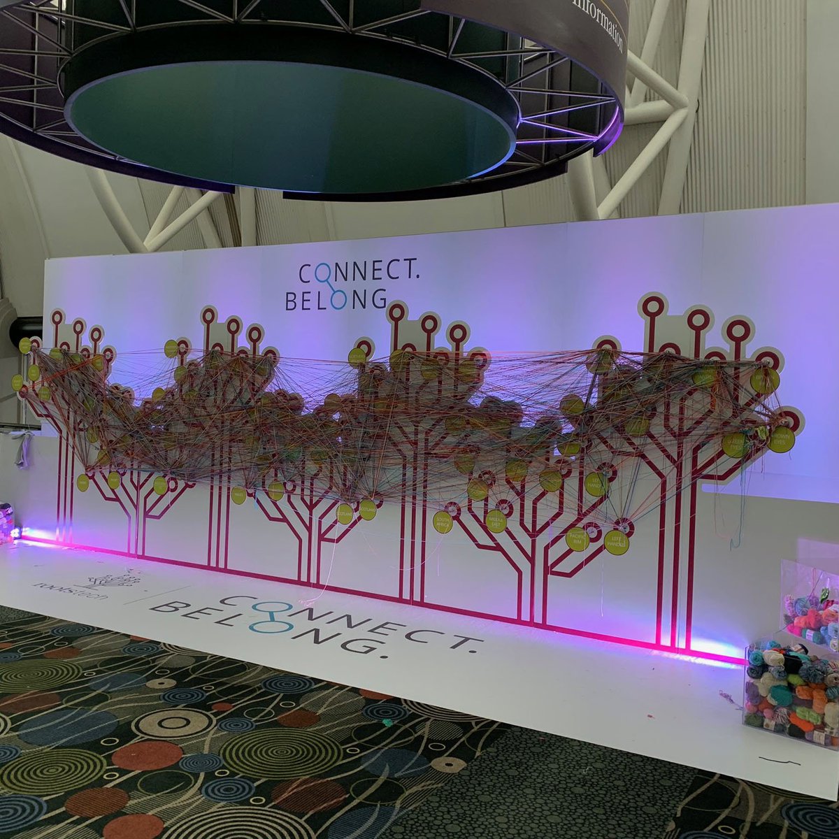fusionimaging's tweet image. A perfect example for an interactive experience for event attendees! We produced this interactive wall that allowed people to use yarn to make connections and drive home the conference theme. #rootstech2019 #fusionimaging #eventgraphics #churchofjesuschrist