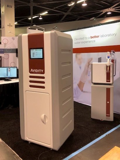 AviditySciUK's tweet photo. Looking for a flexible, scalable & intuitive Water Purification system to suit your Clinical Laboratory needs? Click here to learn more about the new Avidity Science Genoโข CL or visit booth #816 at the @_AACC: https://t.co/FE8RgSpbWE #AACC2019 #CLRW #clinicallaboratory #DIwater https://t.co/13oGgvQd99