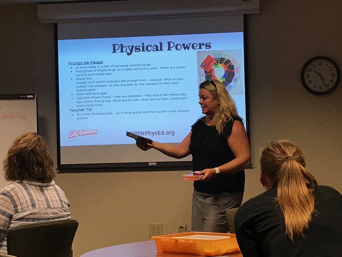 MelanieLynch52's tweet image. Today was a productive day in Indy to be a part of #teachers helping teachers. ⁦@psquaredpe⁩ your Physical Powers cards were a hit.