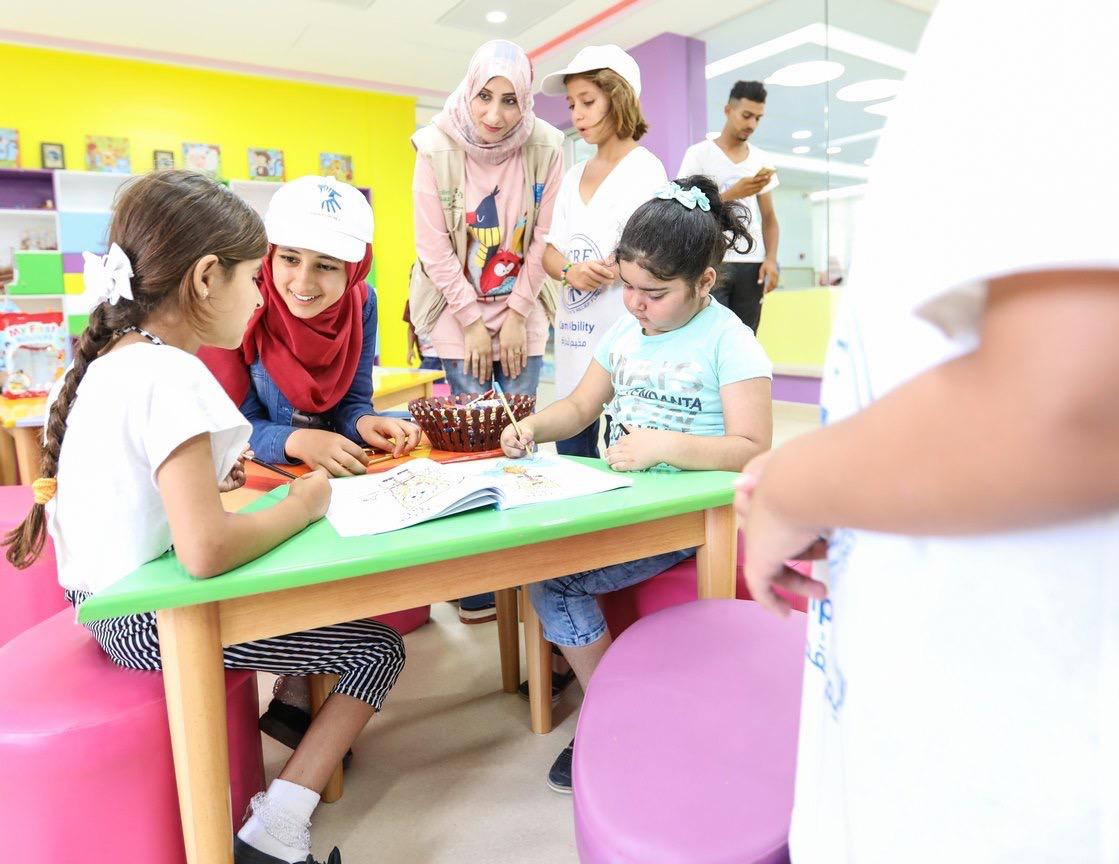 ThePCRF's tweet photo. Today, some of the kids at Camp Ability, the first amputee Summer camp in the Middle East, visited patients at the Dr. Musa and Suhaila Nasir Pediatric Cancer Department, bringing them gifts and stories of hope. #CampAbility💪 https://t.co/sR33BjMARO