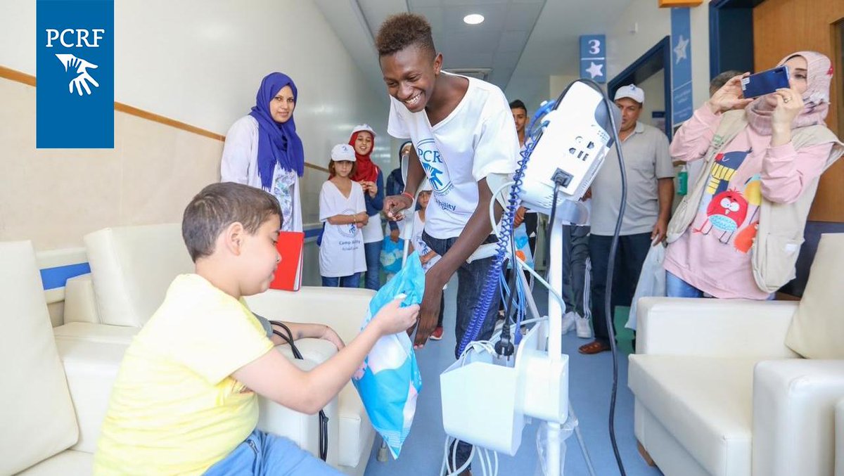 ThePCRF's tweet photo. Today, some of the kids at Camp Ability, the first amputee Summer camp in the Middle East, visited patients at the Dr. Musa and Suhaila Nasir Pediatric Cancer Department, bringing them gifts and stories of hope. #CampAbility💪 https://t.co/sR33BjMARO