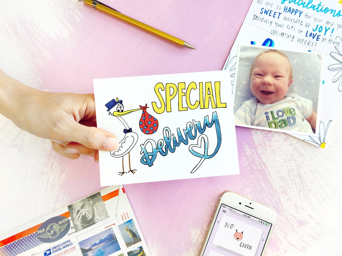 karensteger's tweet photo. You guys! @PunkpostCo released a bunch of amazing new baby cards today, including MY FIRST CARD DESIGN. Visit the site/app to swipe through to the new designs, then send all this cuteness out into the world! First card is free! And you can request me! #punkpost #customcards https://t.co/aBzeYt43Ti