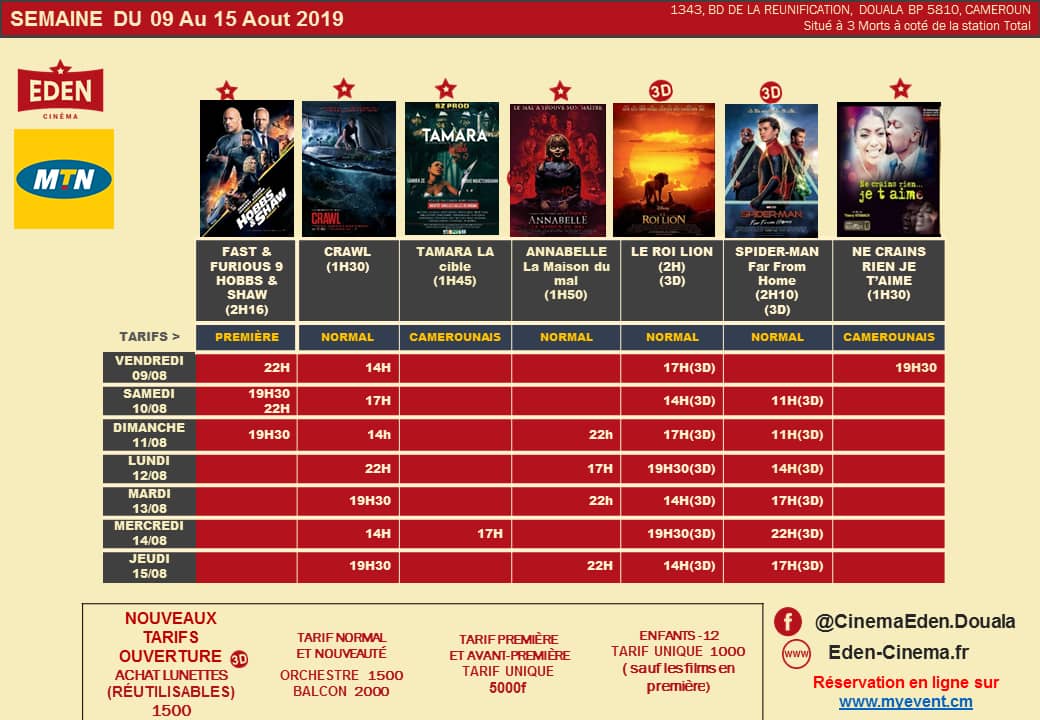 HyacintheBAYOKE's tweet photo. PROGRAMME DE LA SEMAINE #CINEMAEDEN DOUALA BESSENGUE
#MOVIEADDICTED
#DOPE
#DOUALACESTLAPUISSANCE
#DCLP
#DLAOUT
#237COMMMUNITY https://t.co/SAv2r9zMat