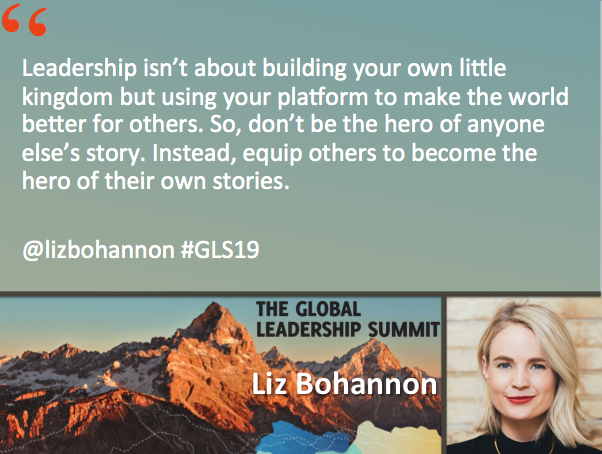 rondelramsey's tweet photo. Leadership isn’t about building your own little kingdom but using your platform to make the world better for others. So, don’t be the hero of anyone else’s story. Instead, equip others to become the hero of their own stories. 

@lizbohannon #GLS19 https://t.co/h2oNsy5Ahd