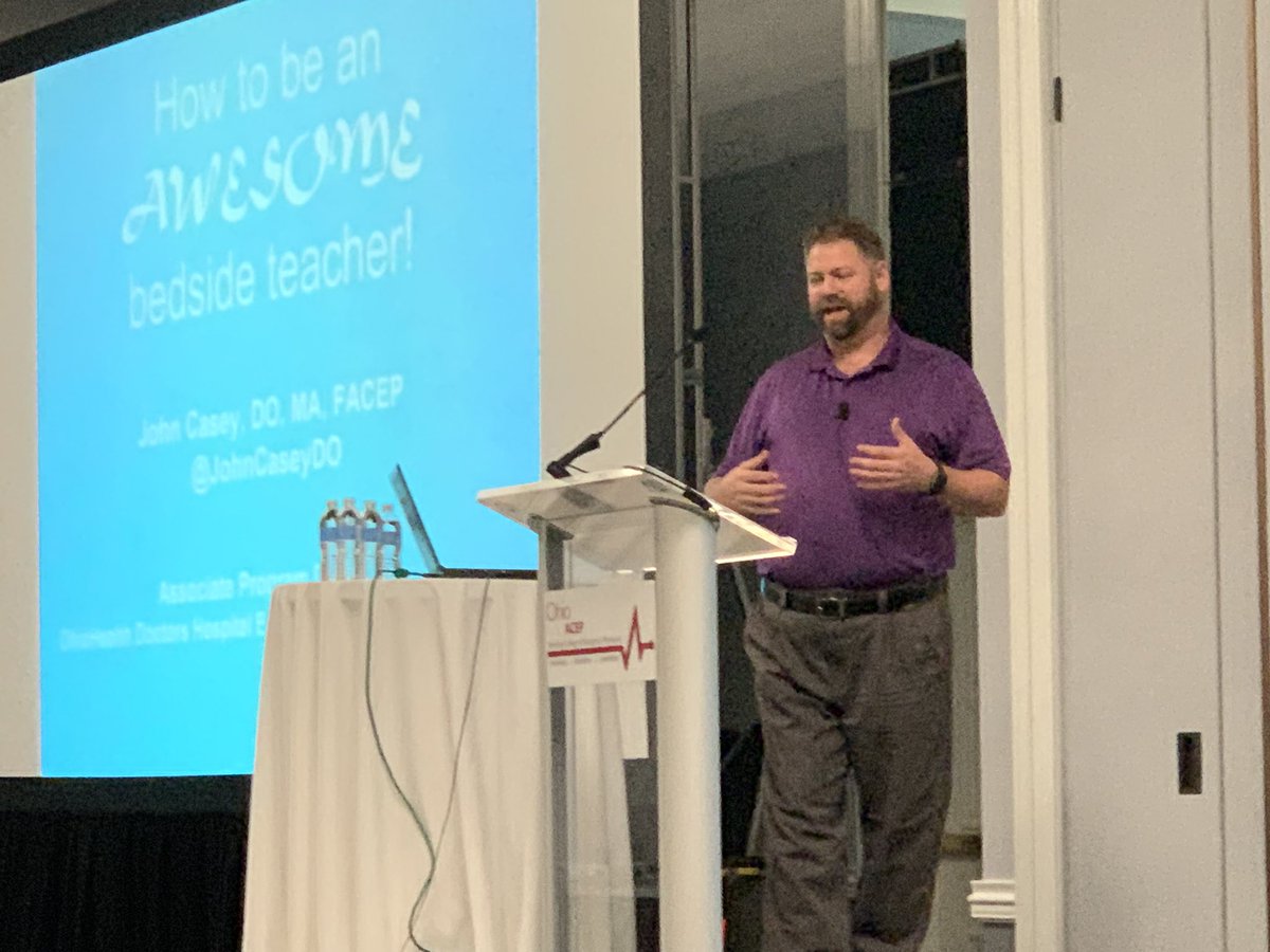 OhioACEP's tweet photo. Dr @JohnCaseyDO from @DoctorsEMres shows #EMRO19 attendees the ropes on how to be an awesome bedside teacher! https://t.co/JxU8SNREzj
