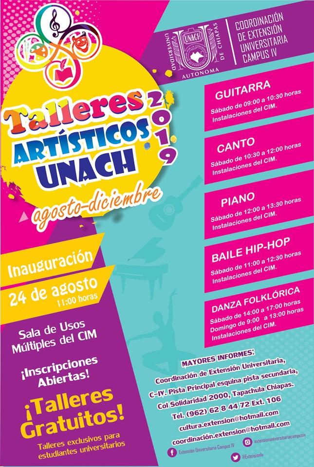 MIPyME_UNACH's tweet photo. La Coordinación de Extensión Universitaria del campus #Tapachula a través del departamento de cultura, Invita a los universitarios a inscribirse a los Talleres Artísticos UNACH 2019. ¡Totalmente Gratis!
#somosequipoUNACH
#OcelotesUnach https://t.co/S945DSpxkA