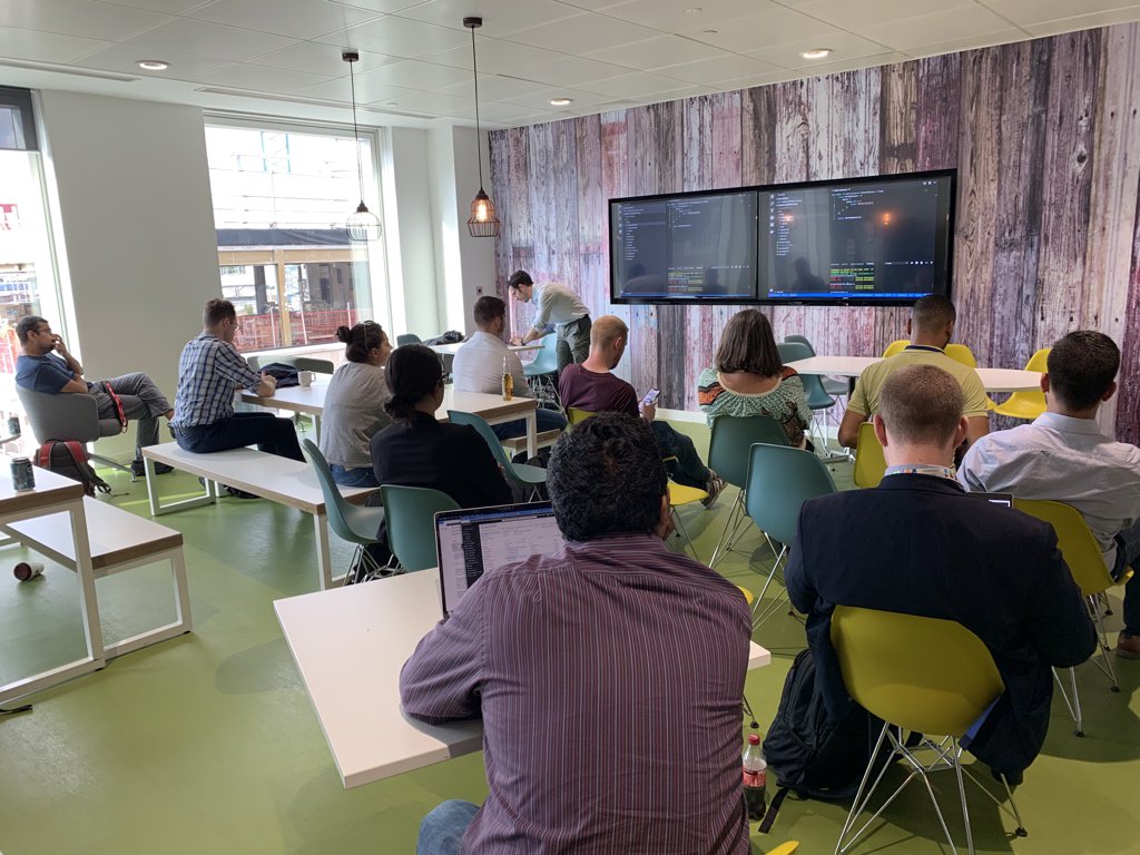 richmcm's tweet photo. @DZurico live coding at our @Capgemini Front End team meetup. Great talk about @apollographql server, what it is and why we’re using it on our #reactjs projects. https://t.co/wF7OepDzQe