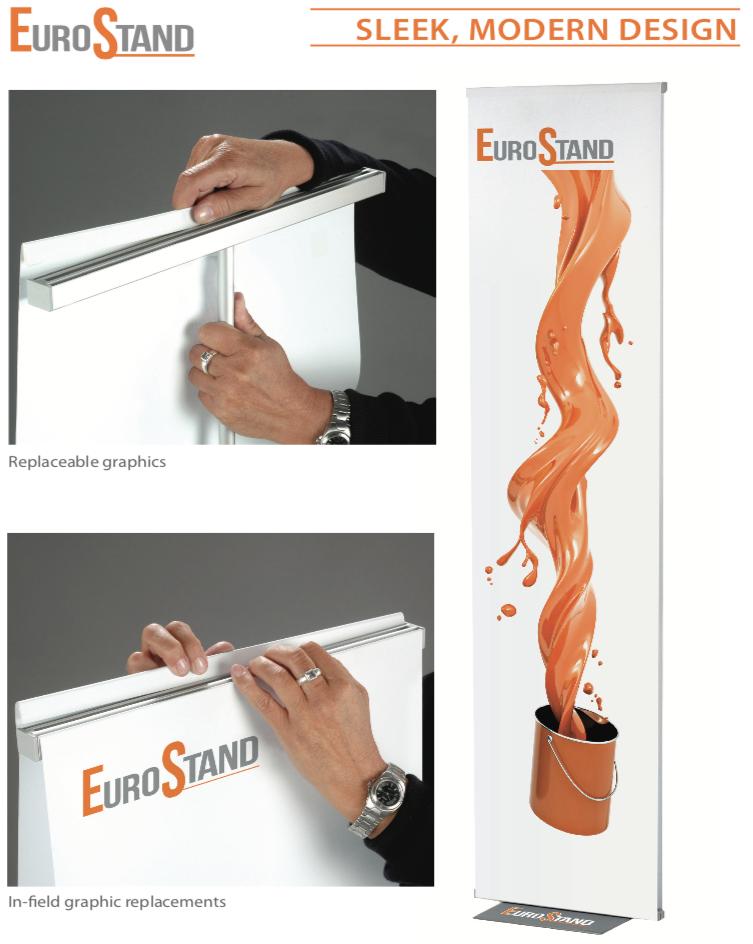 AccentaDisplay's tweet photo. EuroStand - Showcase your products to perfection with this versatile lightweight banner. Crisp graphics, contemporary design, and a graphic panel that can be changed with ease. Find it now at https://t.co/5QuSUc8g8E #banners #display #tradeshowdisplays https://t.co/Y9UXzZOqIn