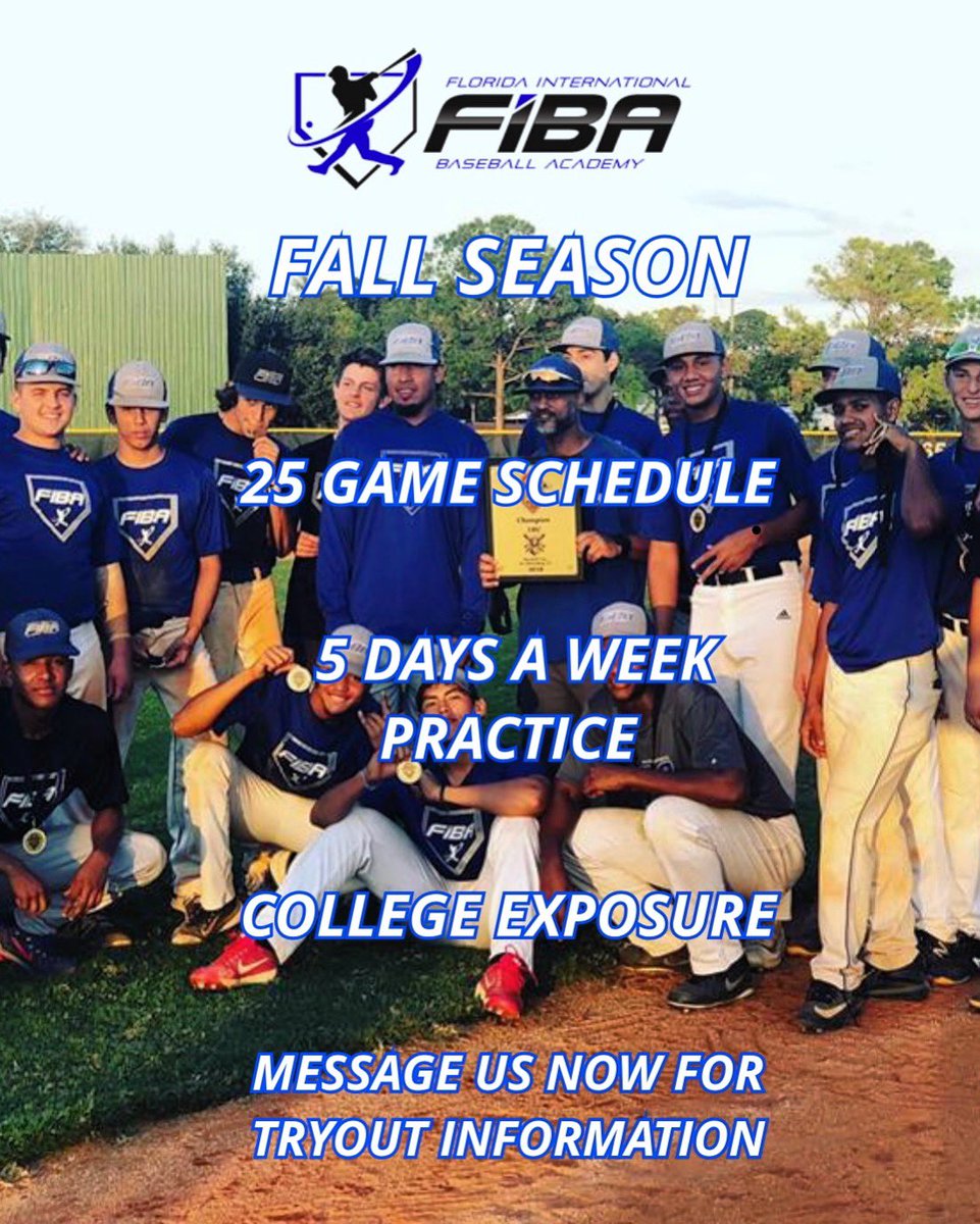 fiba_baseball's tweet photo. Develop to the next level by practicing from Monday to Friday at Orioles Twin Lakes Park and our indoor facility, FITC. Play a 25 game schedule and get college exposure this Fall. No better place to do it than Florida International Baseball Academy. #fibadevelopment #fibabaseball https://t.co/h5htUsuqLR