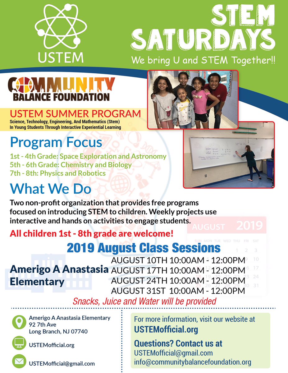 Commbalance's tweet photo. Our program is available for all children in the area. If you’d like to get involved or have your child participate. Stop by @AAAlbelementary on Saturdays from 10-12 this month! #science #longbranch #monmouthcounty https://t.co/WRv9LrGguL