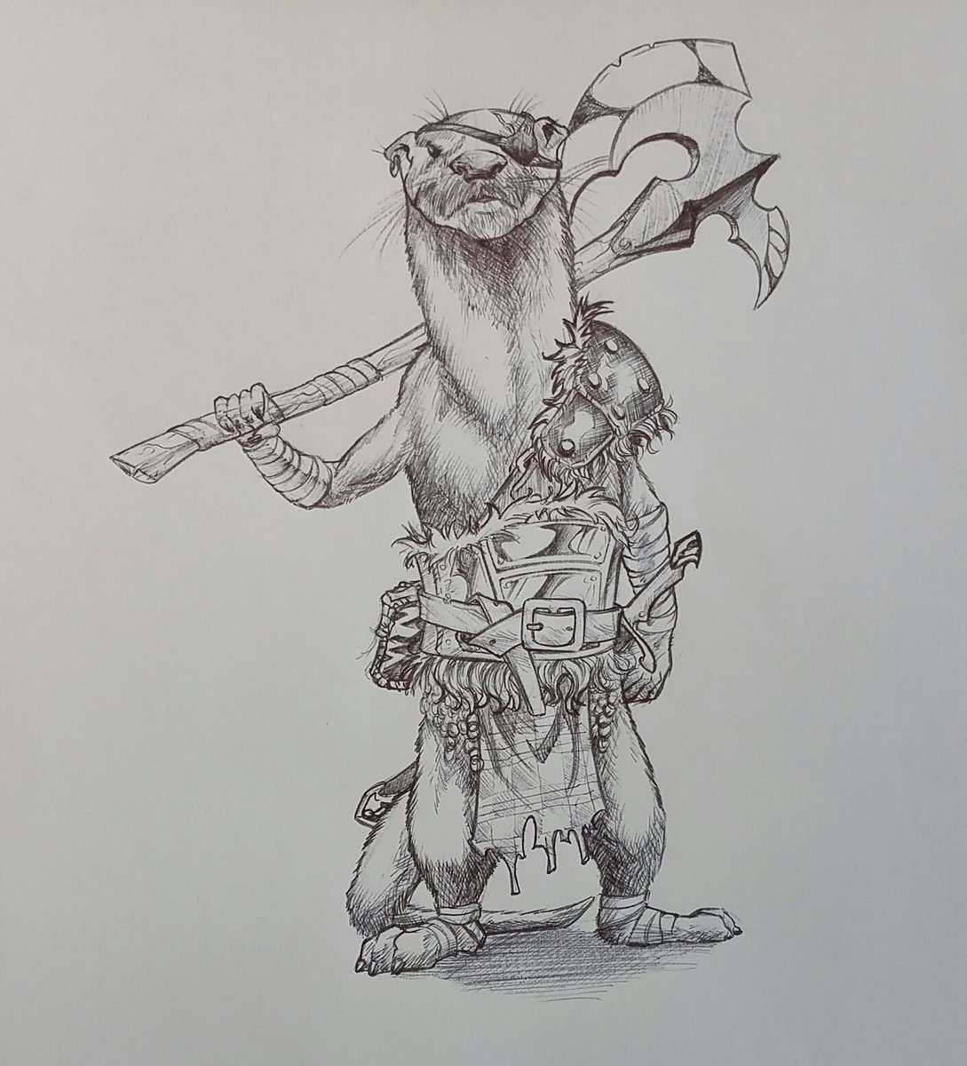 JdIllustrates's tweet photo. Day 2 virtual training ball point pen doodle. Behold the otterly rage filled barbarian :)
#ballpointpenart #illustration #focusissues #otter #barbarian https://t.co/2nASPna4xb
